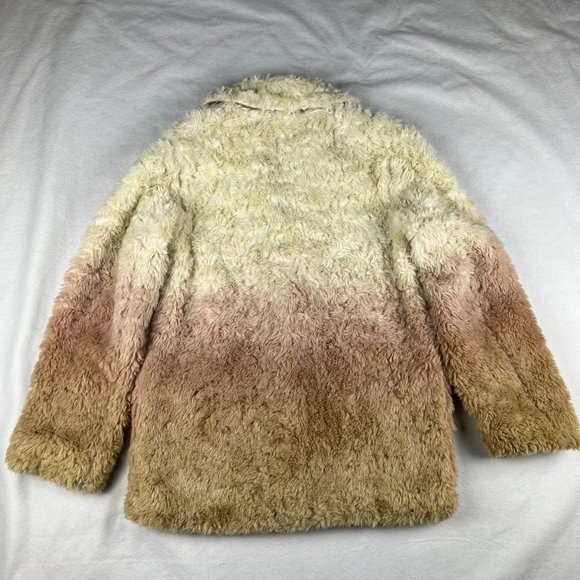 Anthropologie Ombre Faux Fur Pale Pink and Cream Botton Front Jacket Size XS - Picture 5 of 6